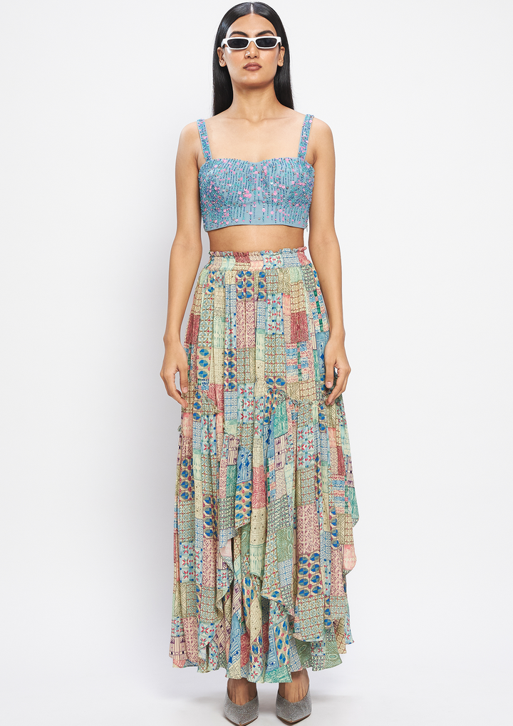 RUMAAL ASYMMETRIC SKIRT