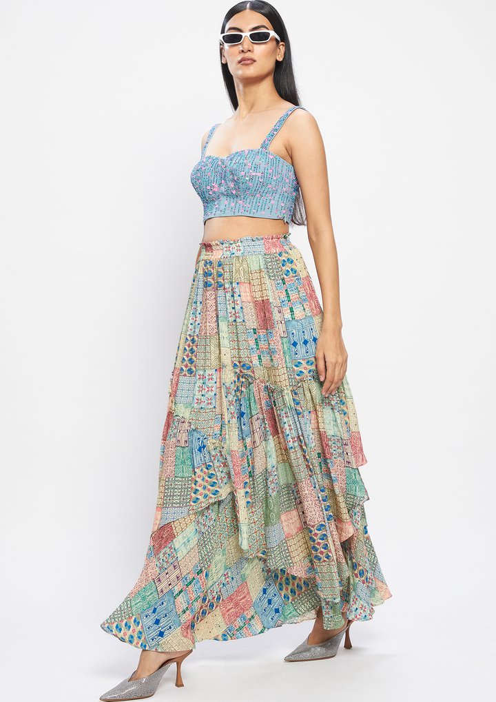 RUMAAL ASYMMETRIC SKIRT